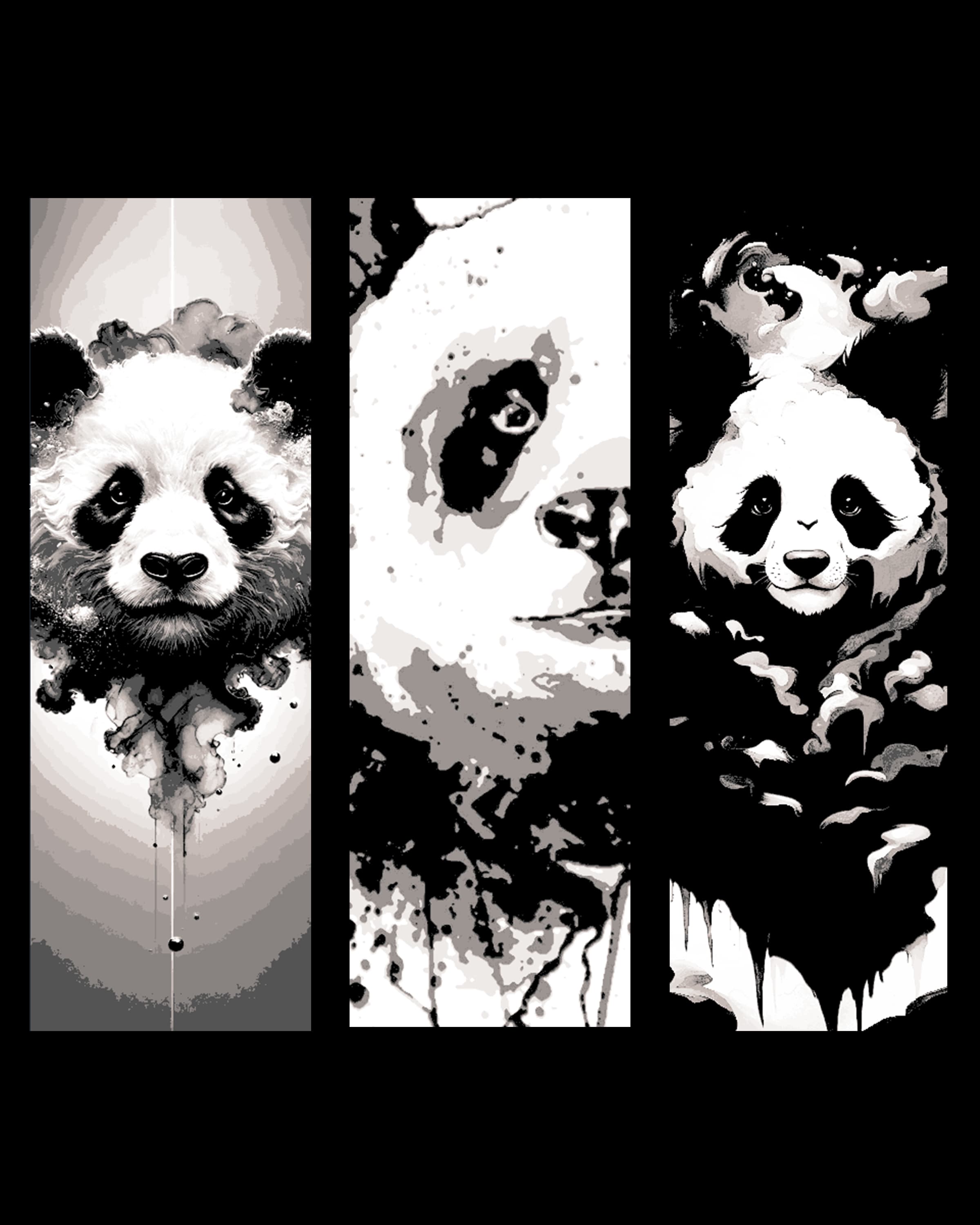 rough artistic designs and images of Panda Bears - Set of Bookmarks 3d model