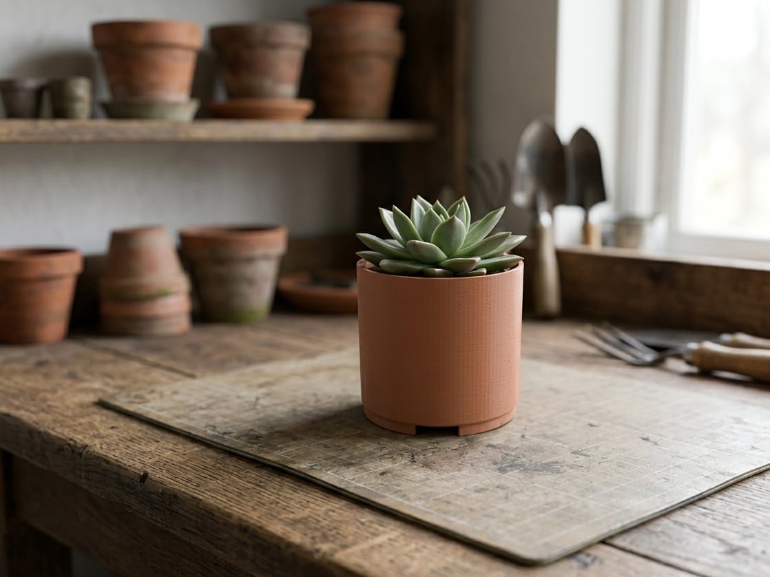 Geometric Terracotta Cube Planter 3d model