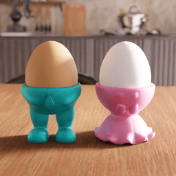 Cute Couple Anthropomorphic Egg Cup Holder Stand 3d model