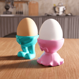 Cute Couple Anthropomorphic Egg Cup Holder Stand 3d model