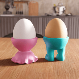 Cute Couple Anthropomorphic Egg Cup Holder Stand 3d model