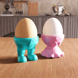 Cute Couple Anthropomorphic Egg Cup Holder Stand 3d model