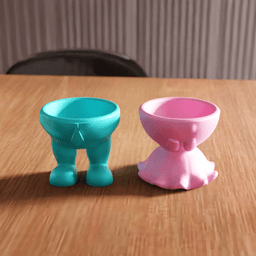 Cute Couple Anthropomorphic Egg Cup Holder Stand 3d model