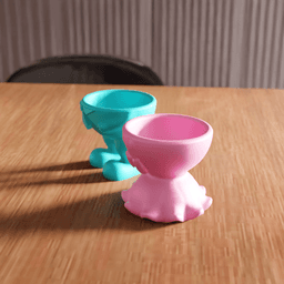 Cute Couple Anthropomorphic Egg Cup Holder Stand 3d model