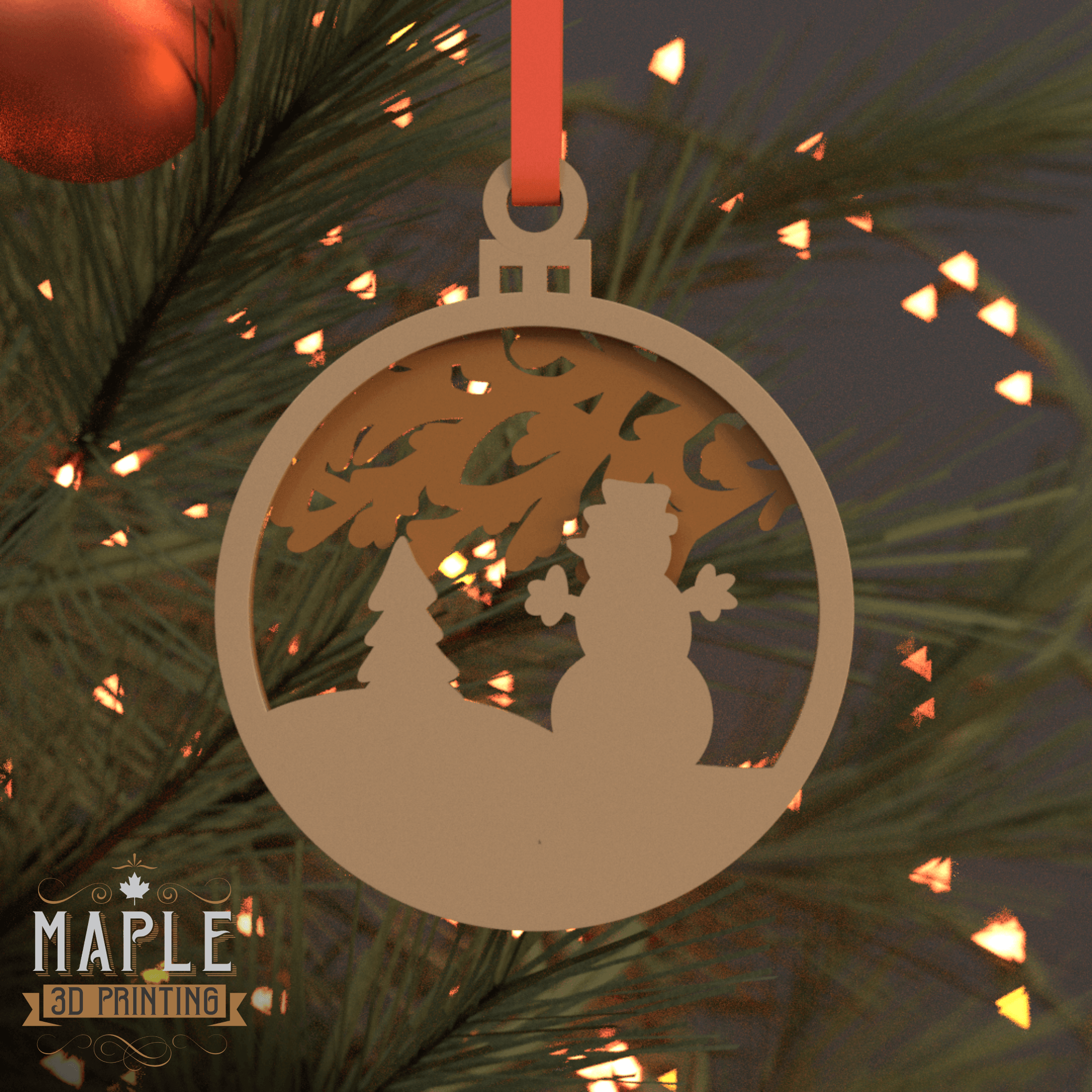 Customizable Christmas Ornaments - Support Free 3d model