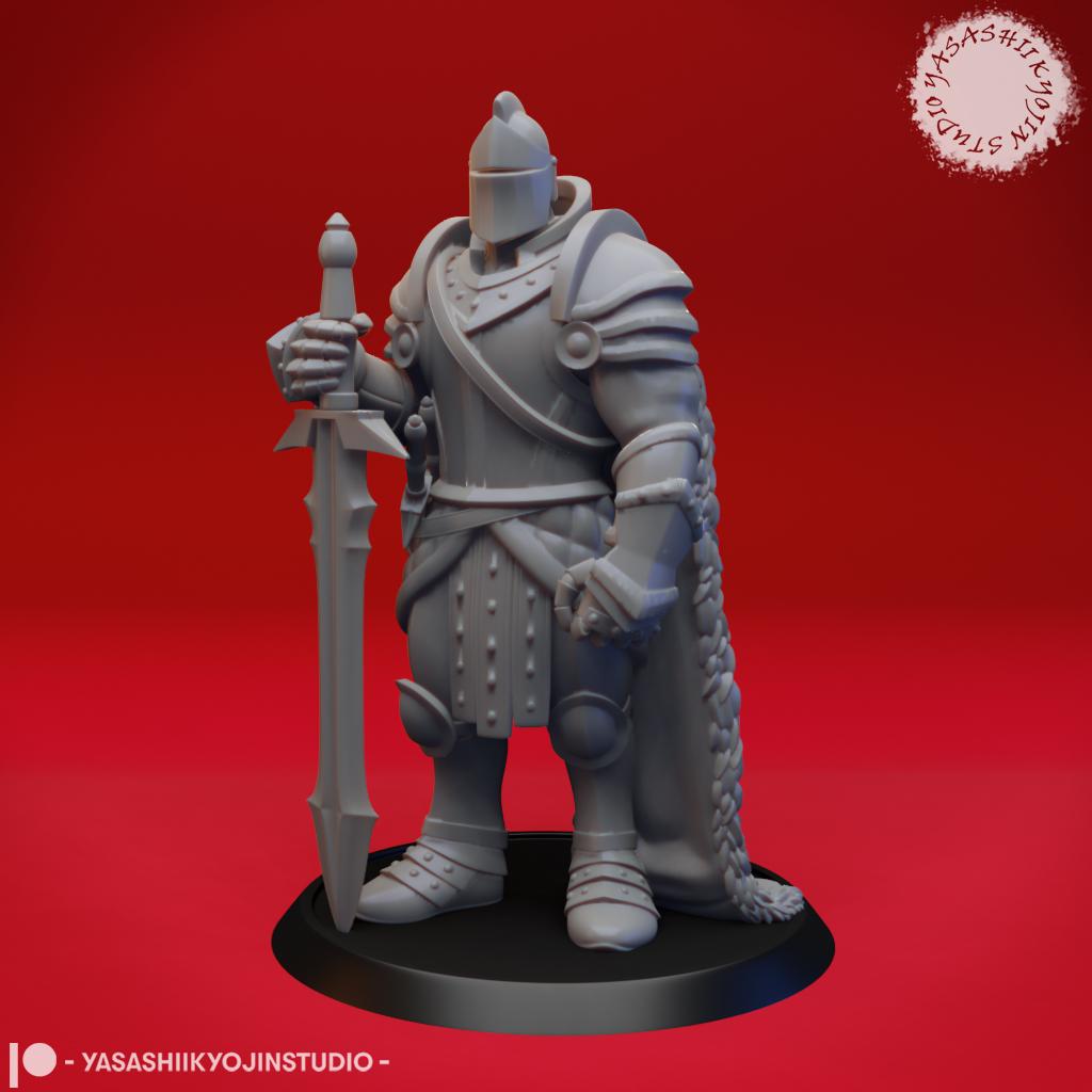Armored Fighter - Tabletop Miniature (Pre-Supported) 3d model
