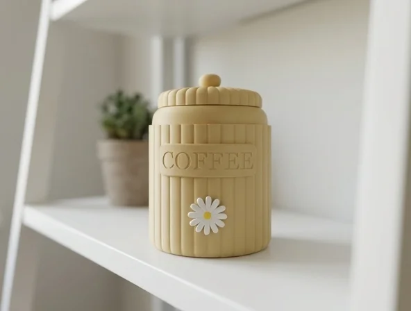 Ribbed Coffee Storage Jar with Daisy Detail 3d model