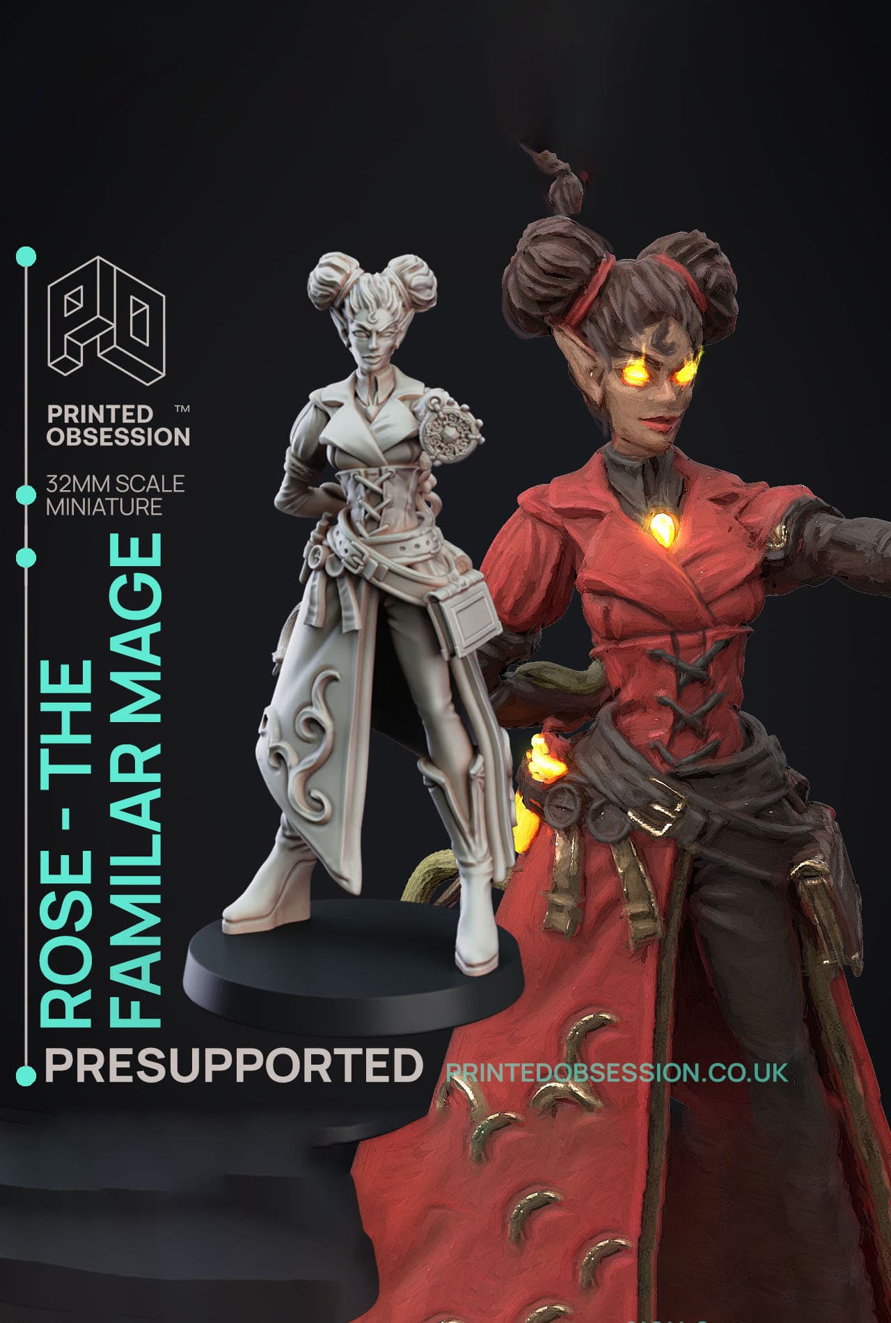 Rose Familar Seller - Elemental Familars - PRESUPPORTED - Illustrated and Stats - 32mm scale 3d model