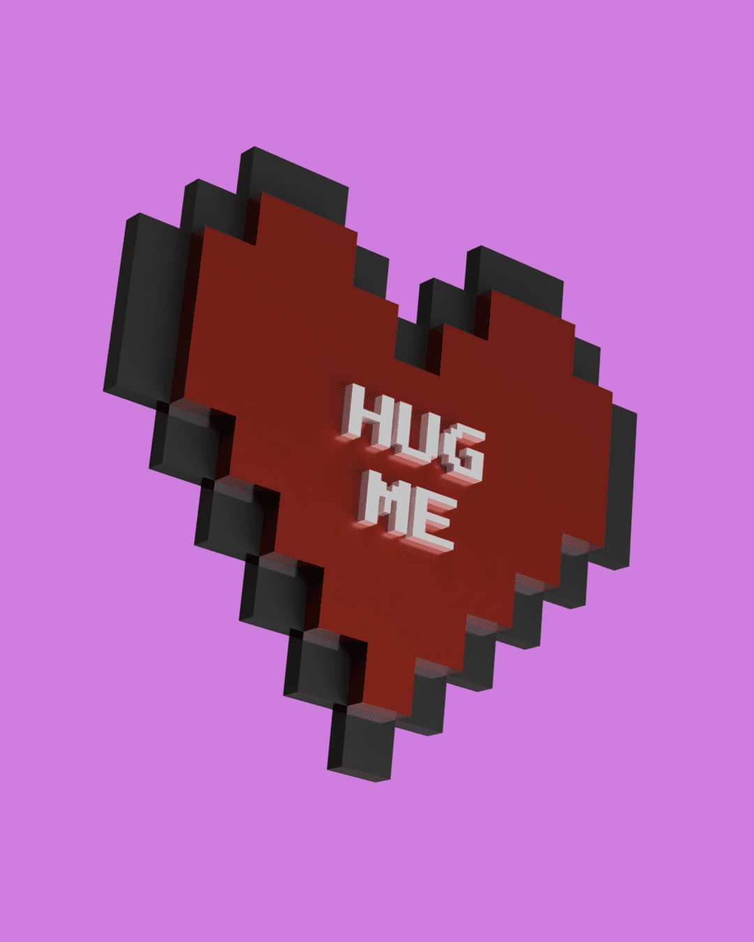 Heart pixelated - Hug me 3d model