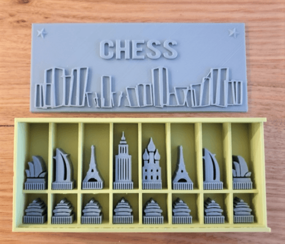 Architecture Chess Set and Display Box 3d model
