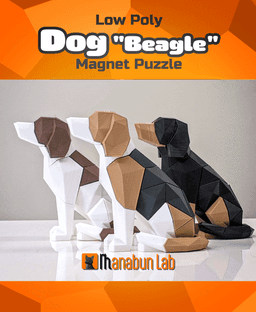 Low Poly Dog "beagle" Magnet Puzzle (No supports, no AMS) 3d model