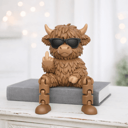 Flexi Highland Cow | Articulated Middle Finger Figure | Funny Desk Decor 3d model