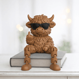 Flexi Highland Cow | Articulated Middle Finger Figure | Funny Desk Decor 3d model