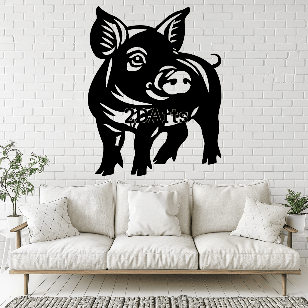 Pig 2D Wall Art/Window Art - Digital STL & SVG File 3d model