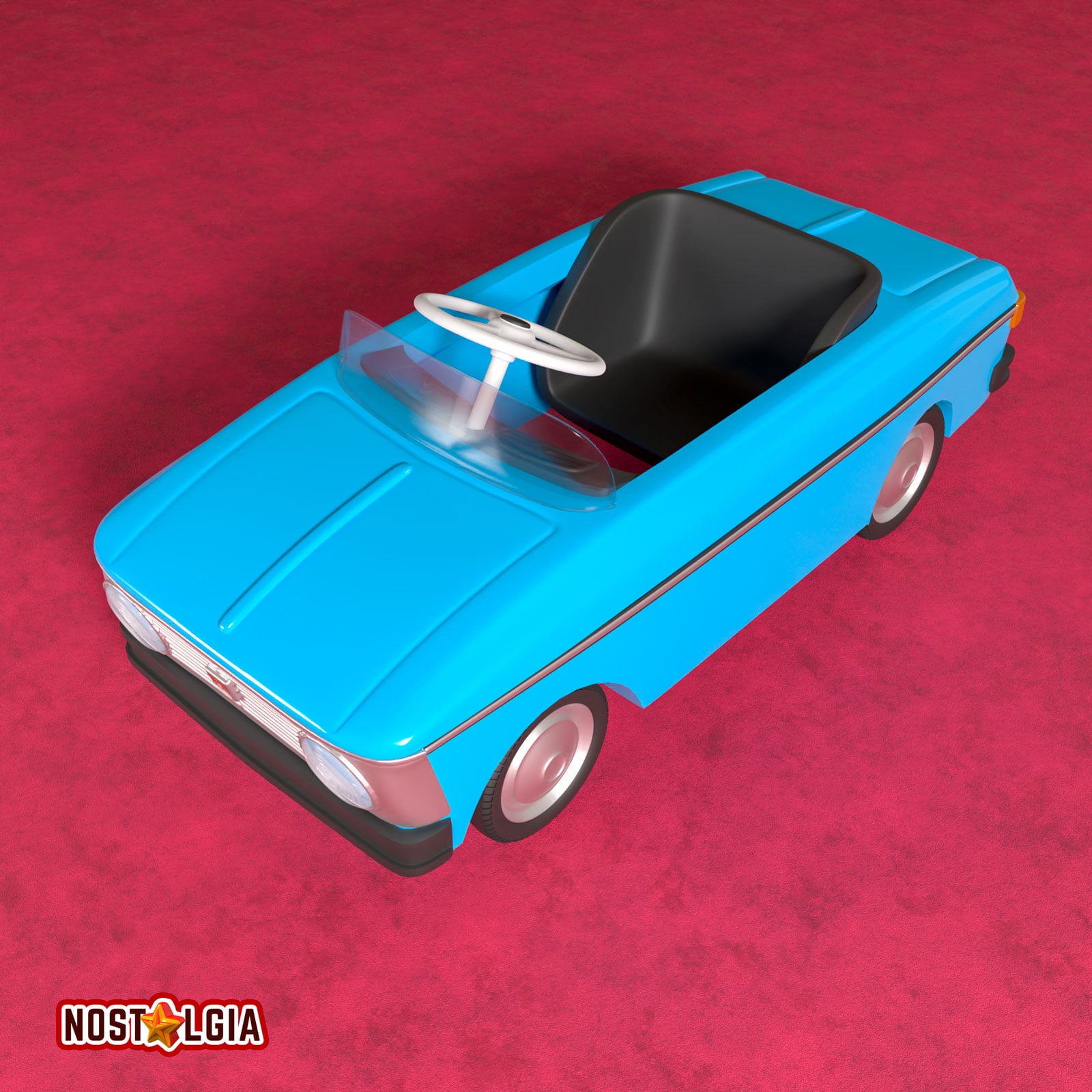 Moskvich vintage pedal toy car 3d model