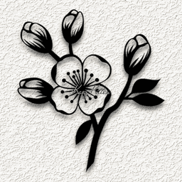spring flowers with buds WALL ART HOME DECOR 3d model