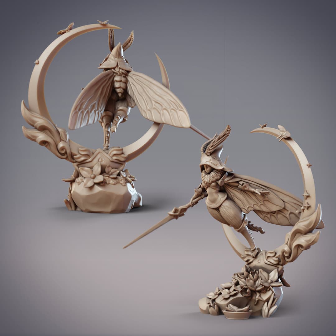 Mothfolk Mothfolk Sorceress - Anthyria, Noctuoidea Mage (Pre-Supported) - 3D ...