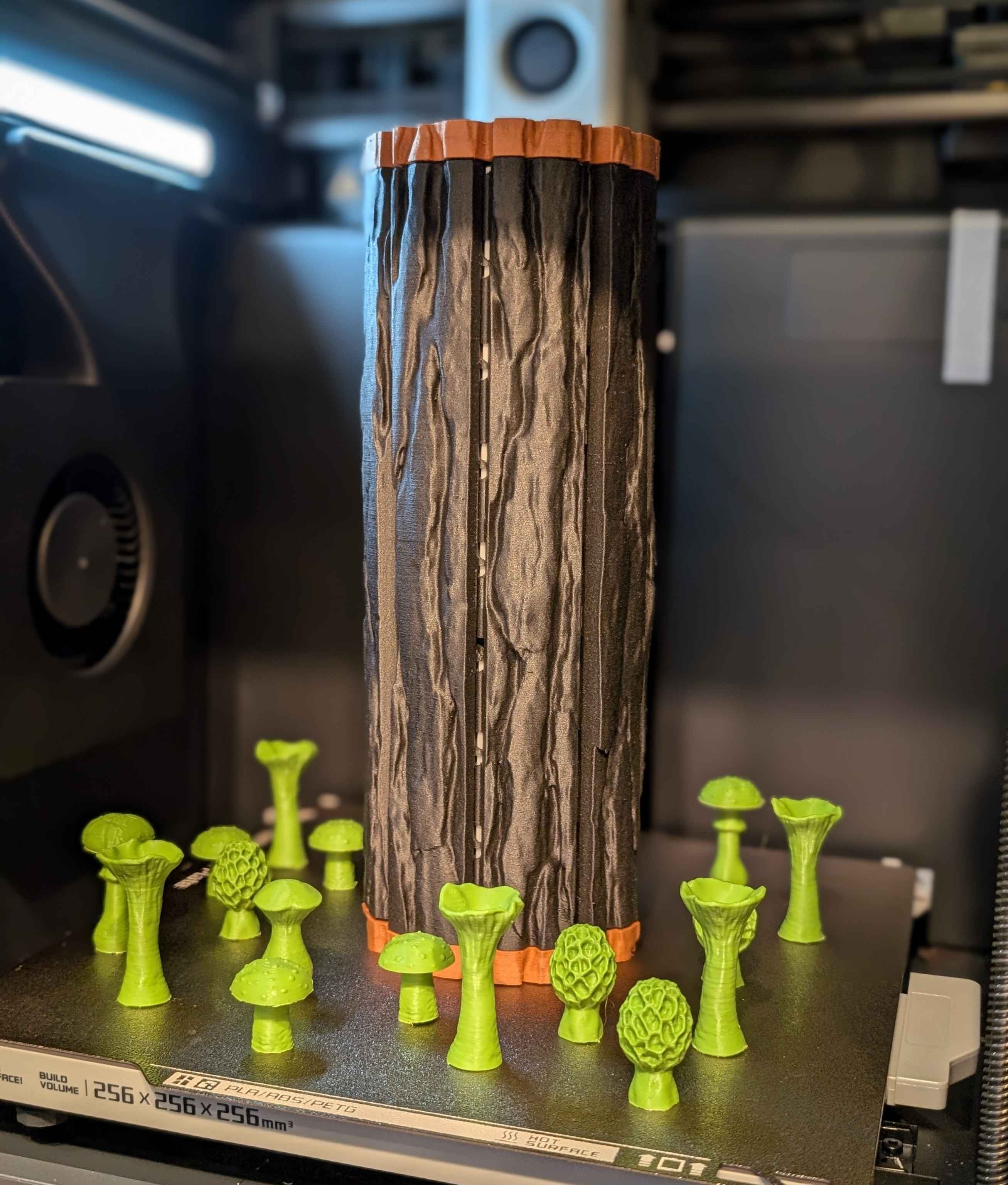 Printed with wood pla. 30% wood fibers, 70% pla