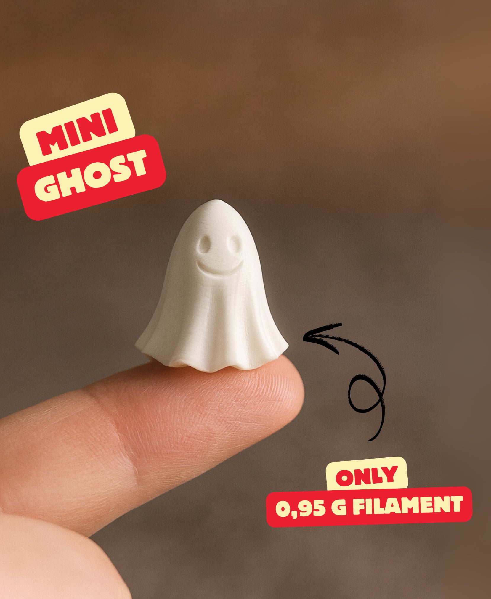 MINI GHOST (FAST PRINT, ONLY 0,95g) / HALLOWEEN DECOR 3d model