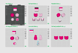 Cute Clicker Cat Pack! Clicky & Keychain Fidget 3d model