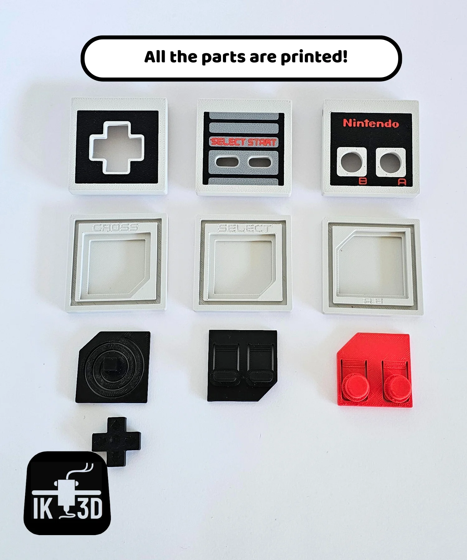 NES Controller Clicky Button Keychain Set 3d model