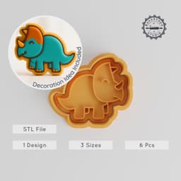Dinosaur Shape Cutter & Stamp Set, Styracosaurus Design, Cookie & Fondant, 3 Sizes, Prehistoric Jurassic Baking Tools PRODUCT_70 3d model