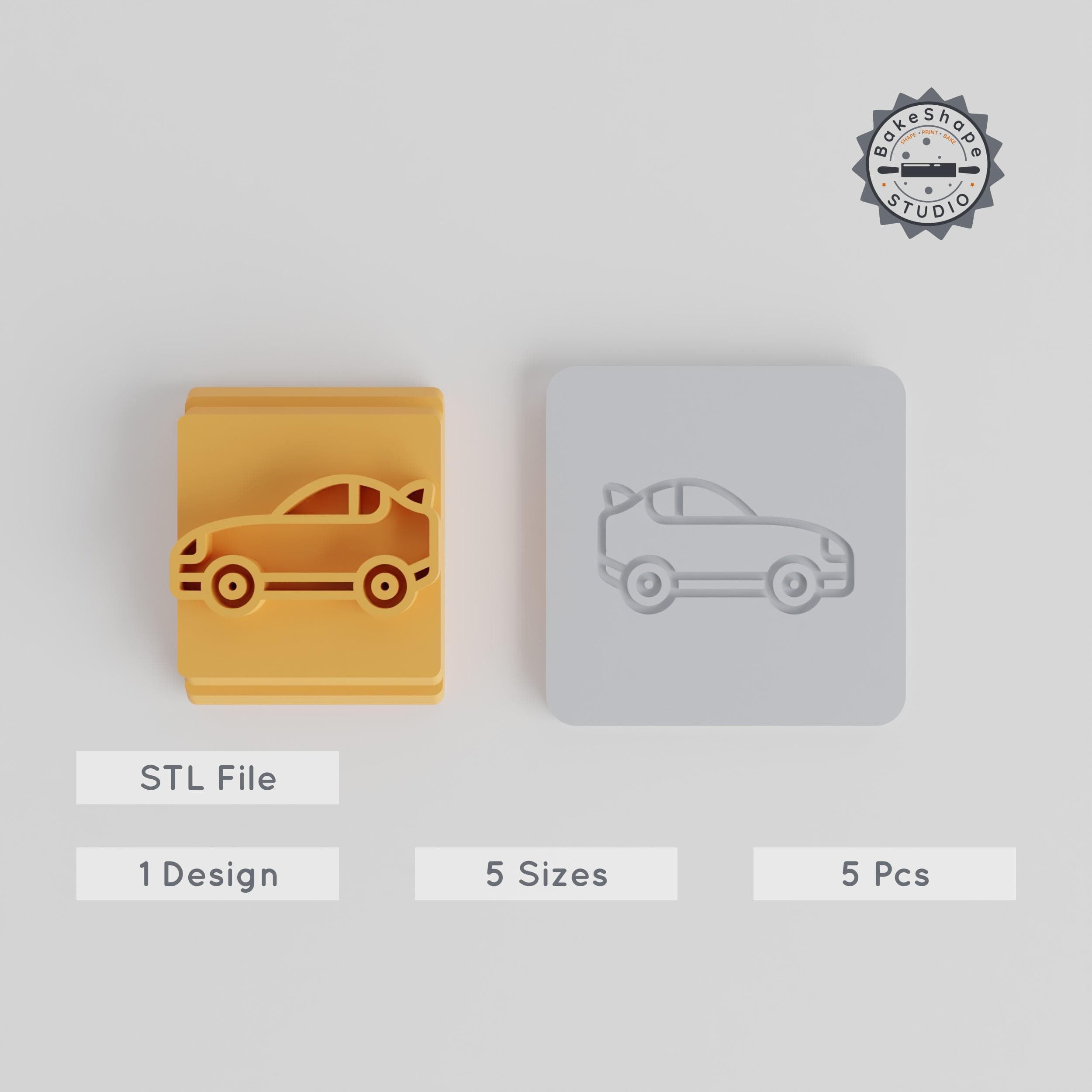 Sports Car Stamp Tile Set, 5 Motif Sizes for Clay & Cookies, Ideal for Fondant & Soft Materials PRODUCT_3371 3d model