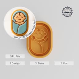 Baby Shape Cutter & Stamp, Cookie Fondant Tool Set, S/M/L, 6-Piece Pack PRODUCT_33 3d model