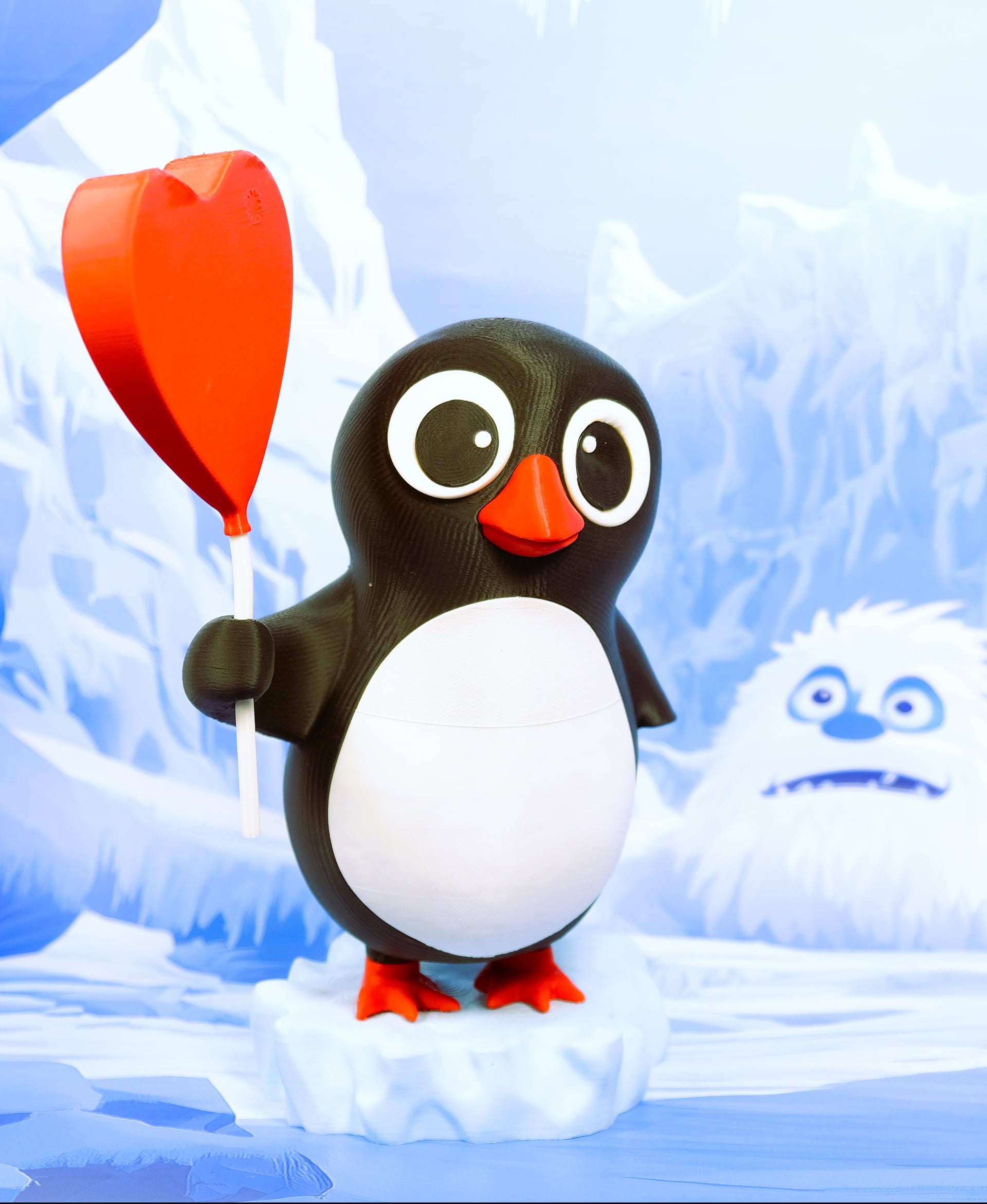 Penguin Love Figurine - Adorable 3D Decor 3d model
