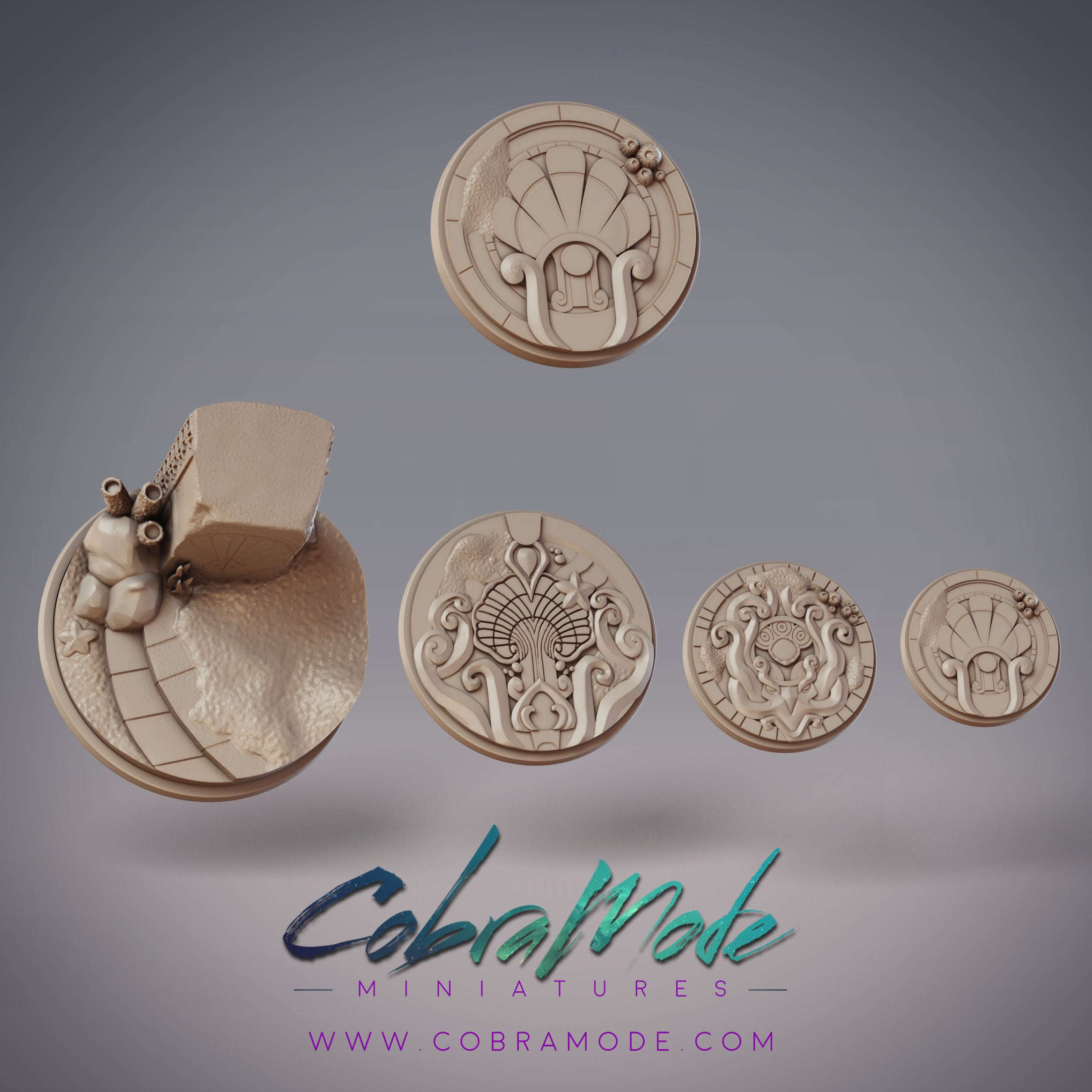 Undersea Emblem Base Pack (4pcs) 3d model