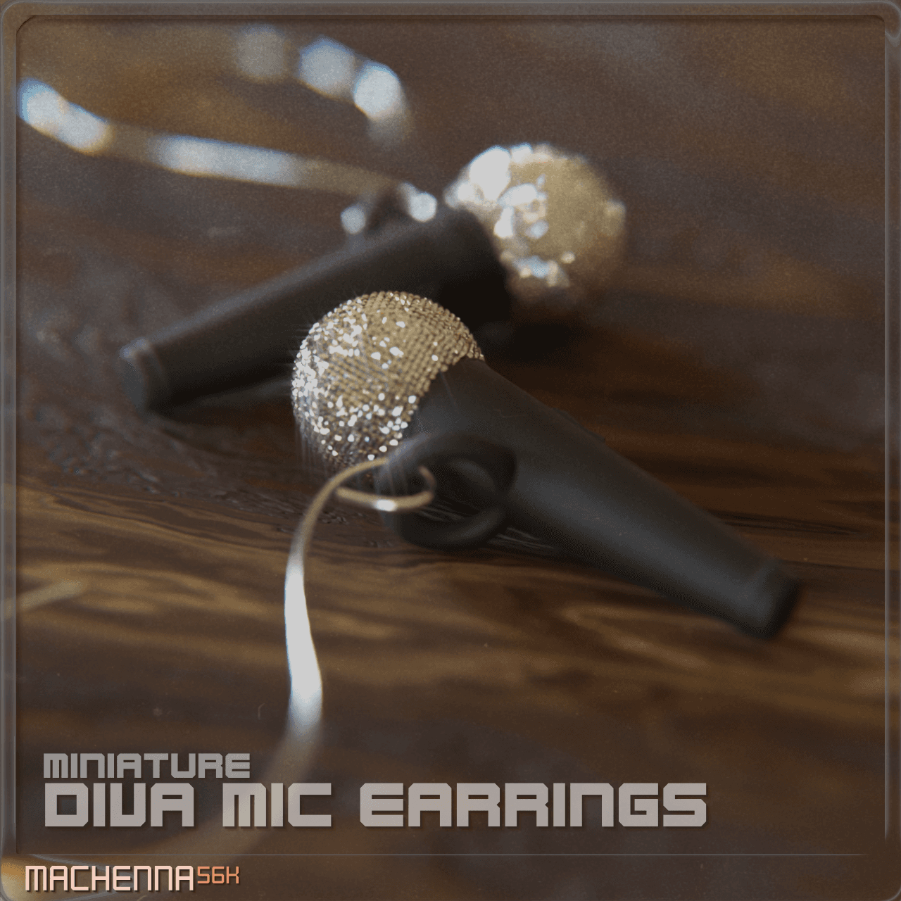 Miniature Diva Mic Earrings 3d model