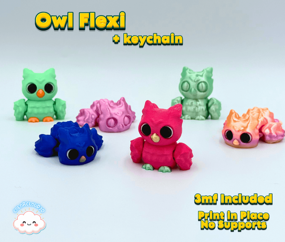 Mini Owl Flexi Bundle + Keychain Included 3d model