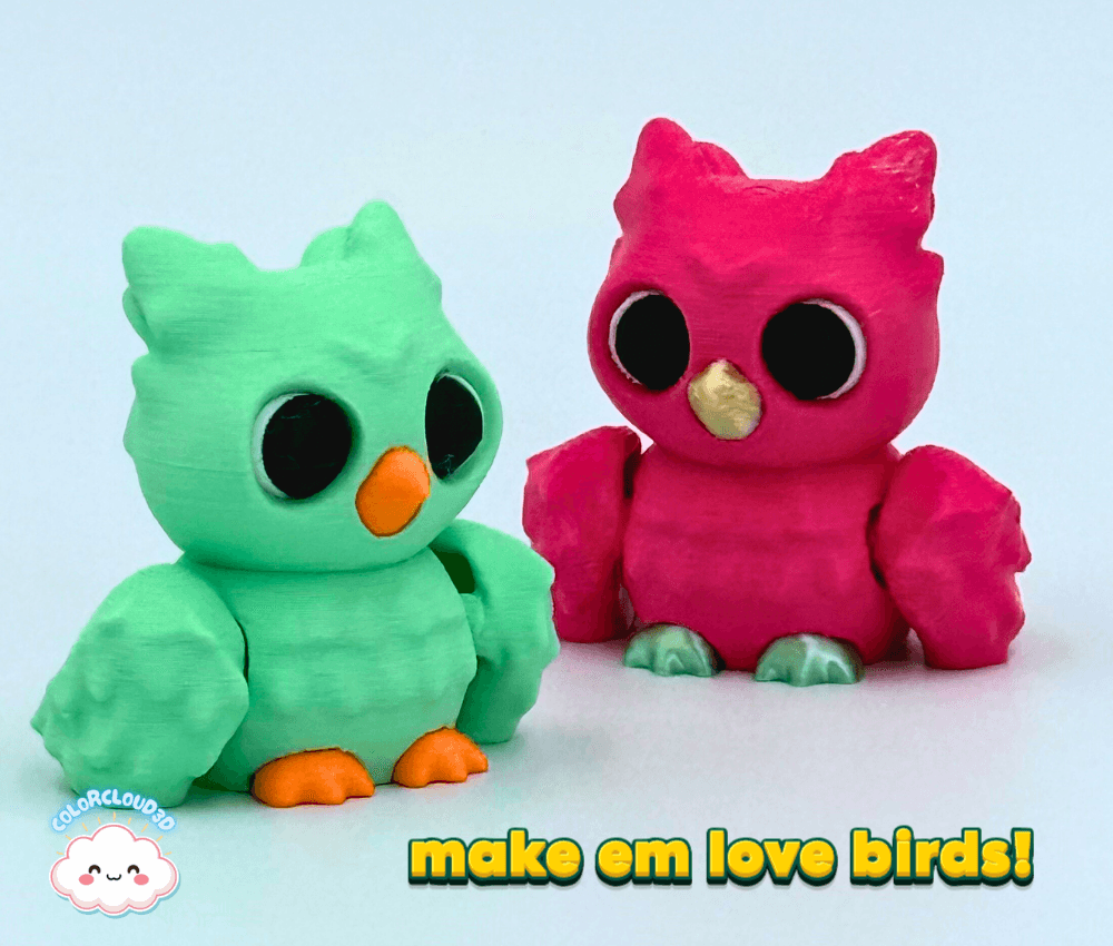 Mini Owl Flexi Bundle + Keychain Included 3d model