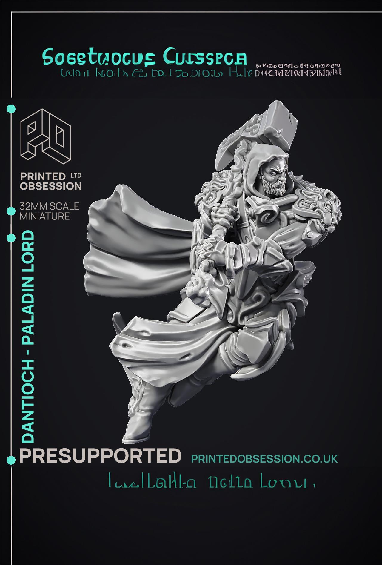 Dantioch - Paladin Lord - PRESUPPORTED - 32mm Scale - Heaven hath no fury  3d model