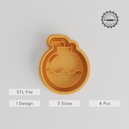 Bombshell Shape Cutter & Stamp, Cookie & Fondant Set, Includes Bomb & Explosive Designs, 3 Sizes, 6 Pieces PRODUCT_4809 3d model