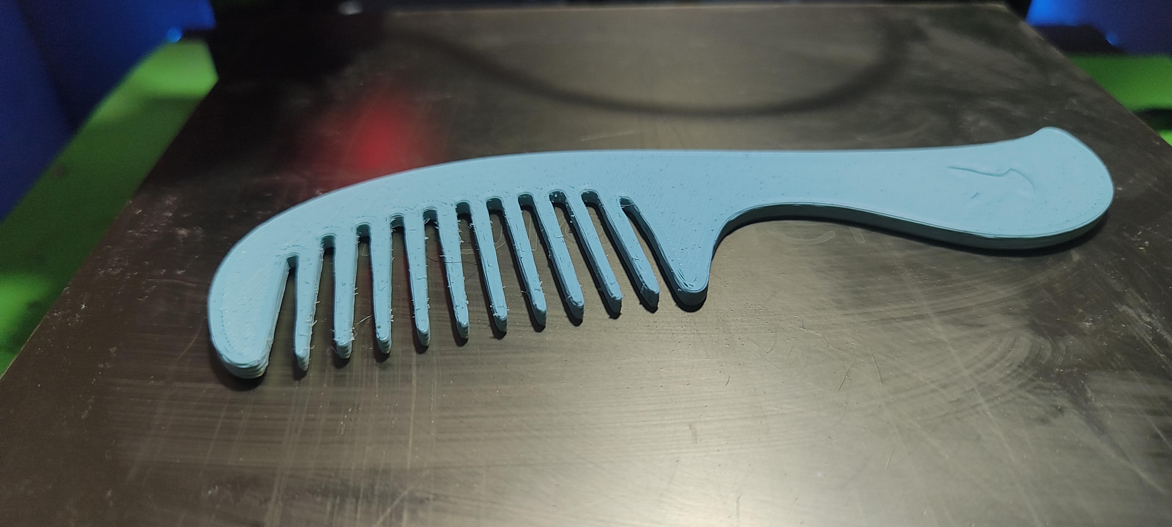 Hair Combs Set - Print with Artillery Genius 
Klipper 12 firmware
0.4 nozzle

Settings:
Slicer: OrcaSlicer 1.9
Material: Polymaker - Polyterra 
Bed: 65°
Perimeters: 4
Layer height: 0.28
Infill: 20%
Speed: Perimeters: 150 mm/s, External perimeters: 100 mm/s, Infill: 150 mm/s
Acceleration: Max 4500 mm/s2

Supports: None

Print time: 40m

Nice print.
 - 3d model