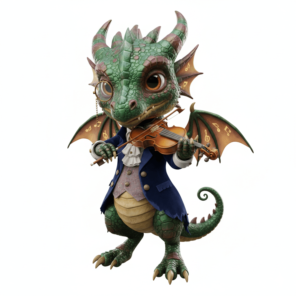 Cute Dragon : Tiny Musician Dragon Fantasy Creature 3d model