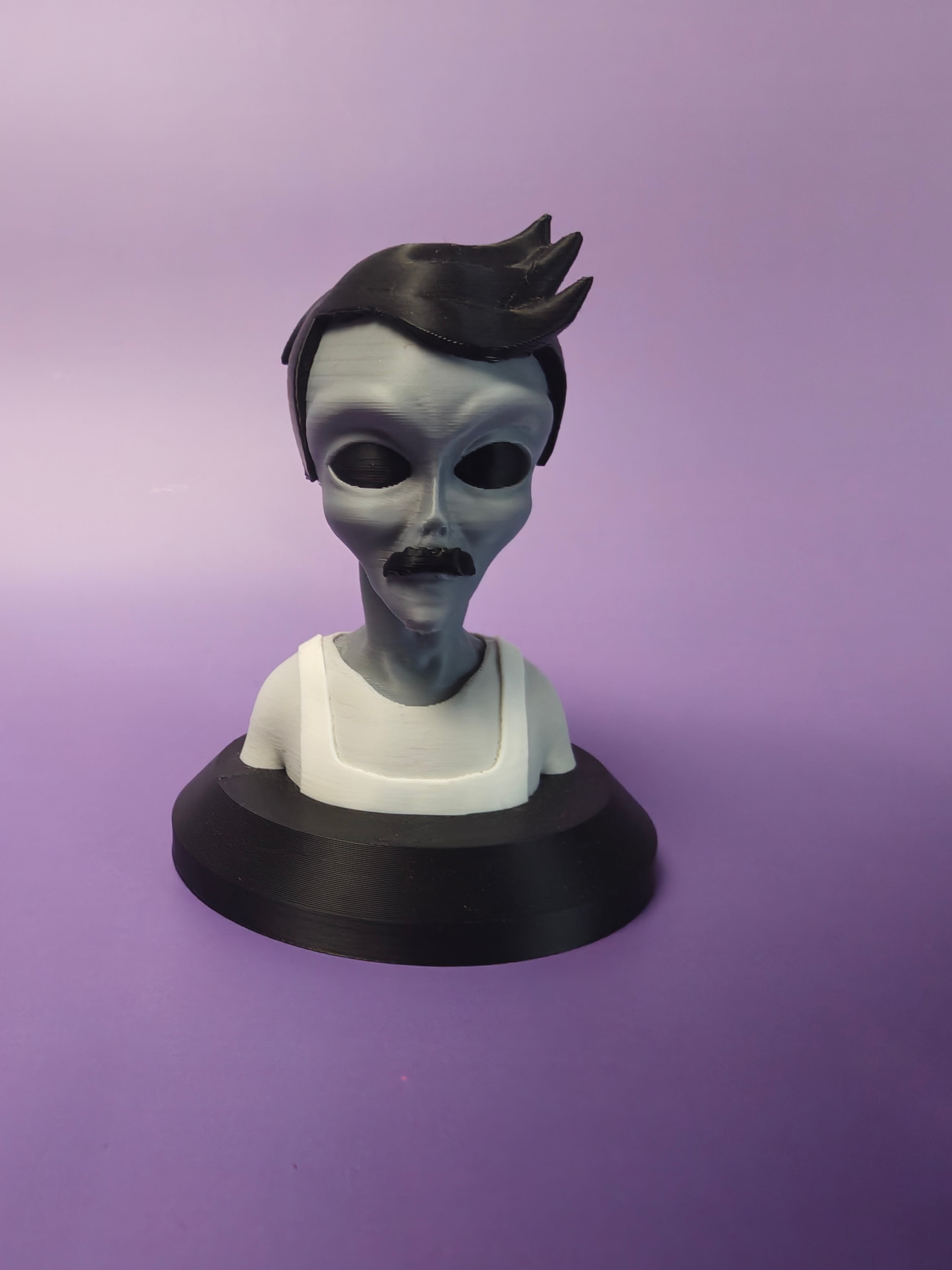 Grey Alien Burger Chef Bust 3d model