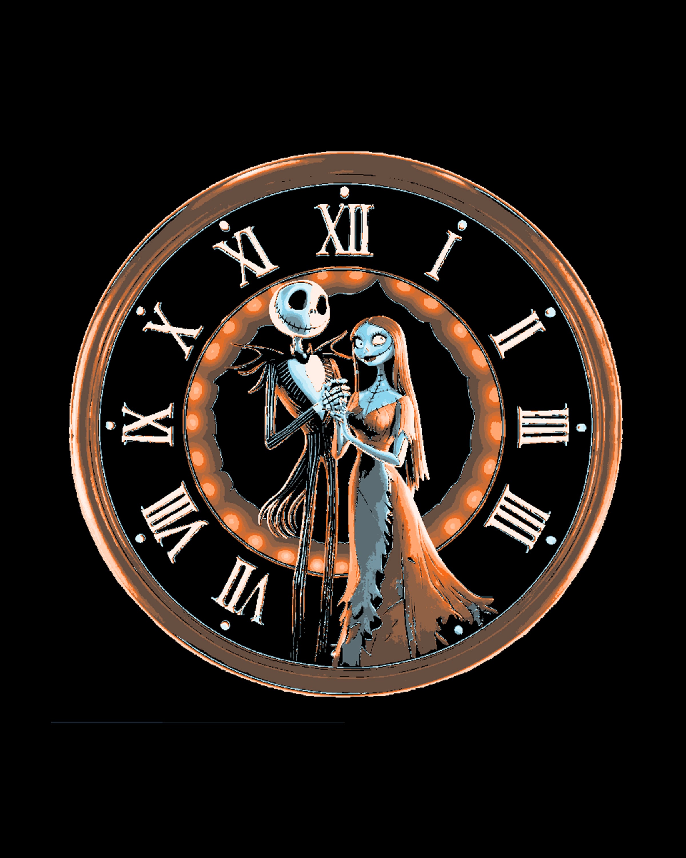 Celebration of Halloween - Jack and Sally Dressed for the festivities - Clockface 3d model