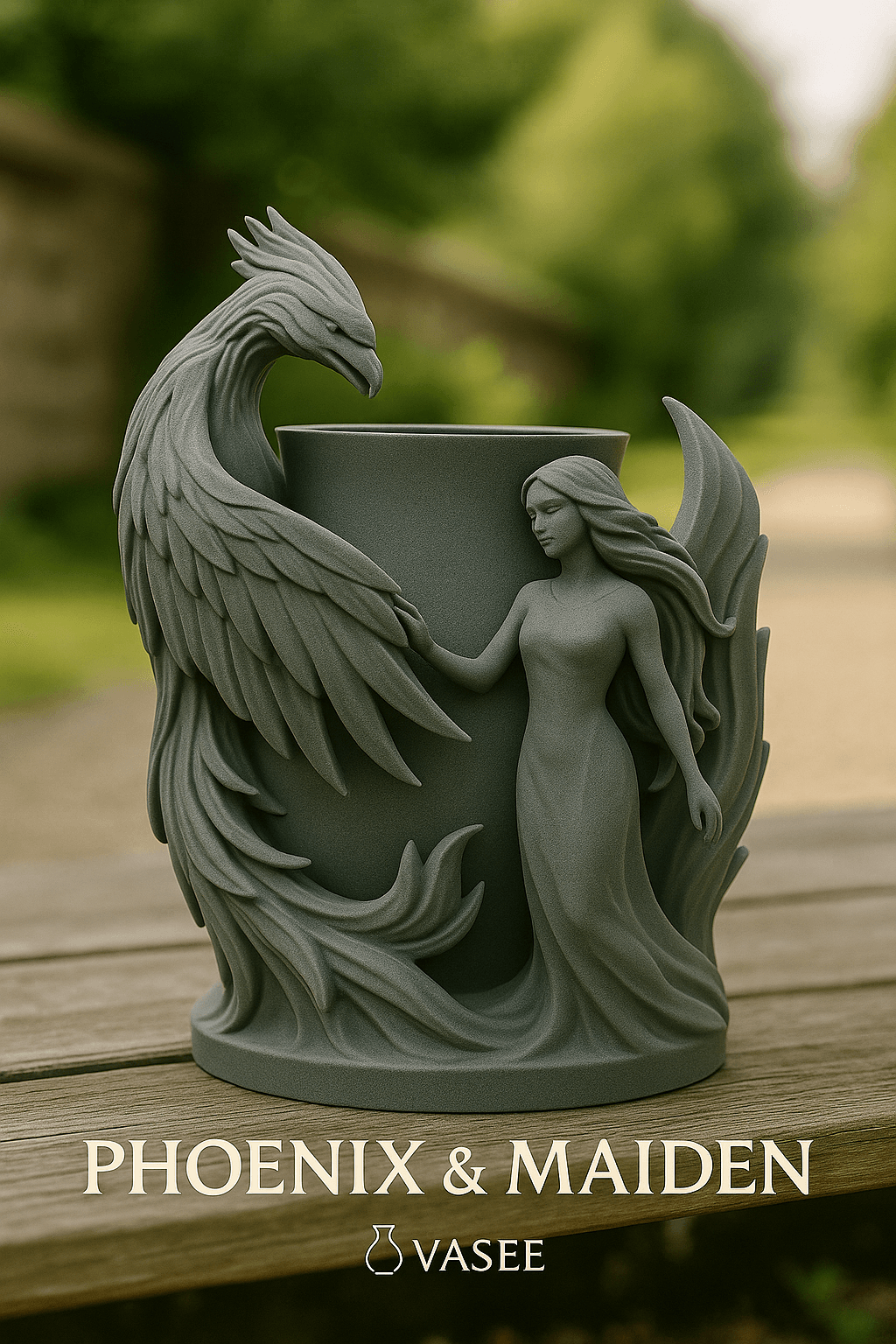 Phoenix-shaped vase art organizer for rising light 3d model