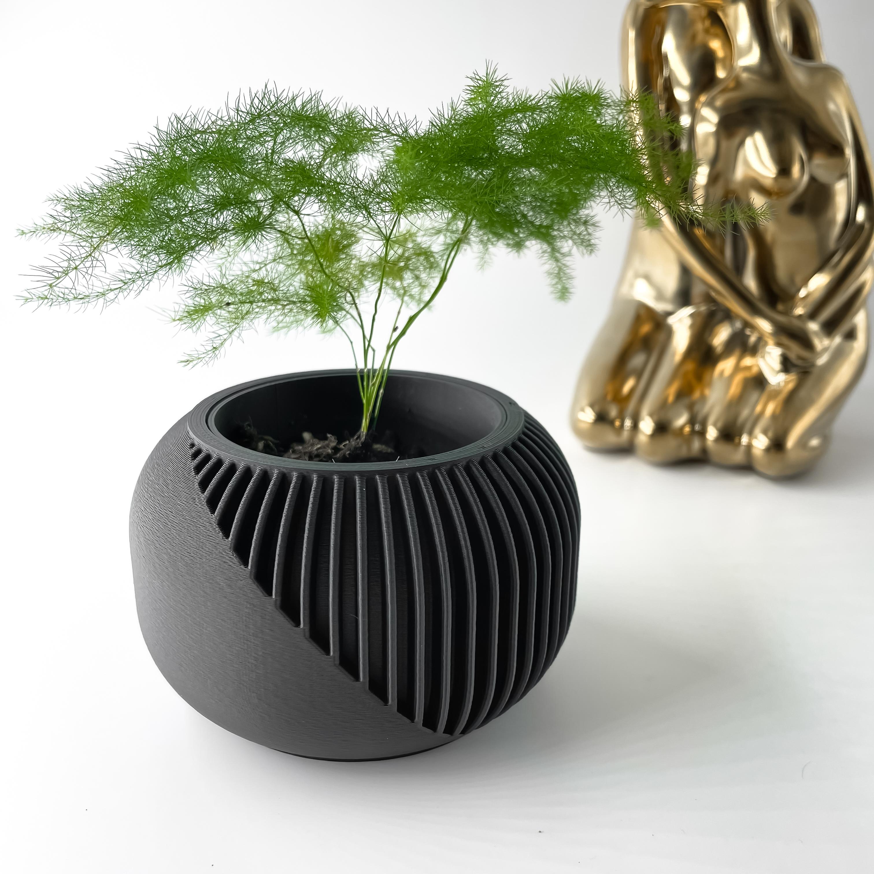 The Narvo Planter Pot with Drainage Tray & Stand | Modern and Unique Home Decor for Plants 3d model