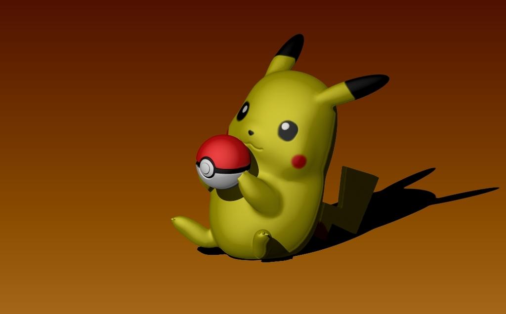 Pikachu with a pokeball 3d model