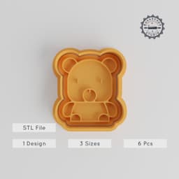 Bear Shape Cutter & Stamp Set, Cookie & Fondant, S/M/L, 6 Pieces PRODUCT_3589 3d model