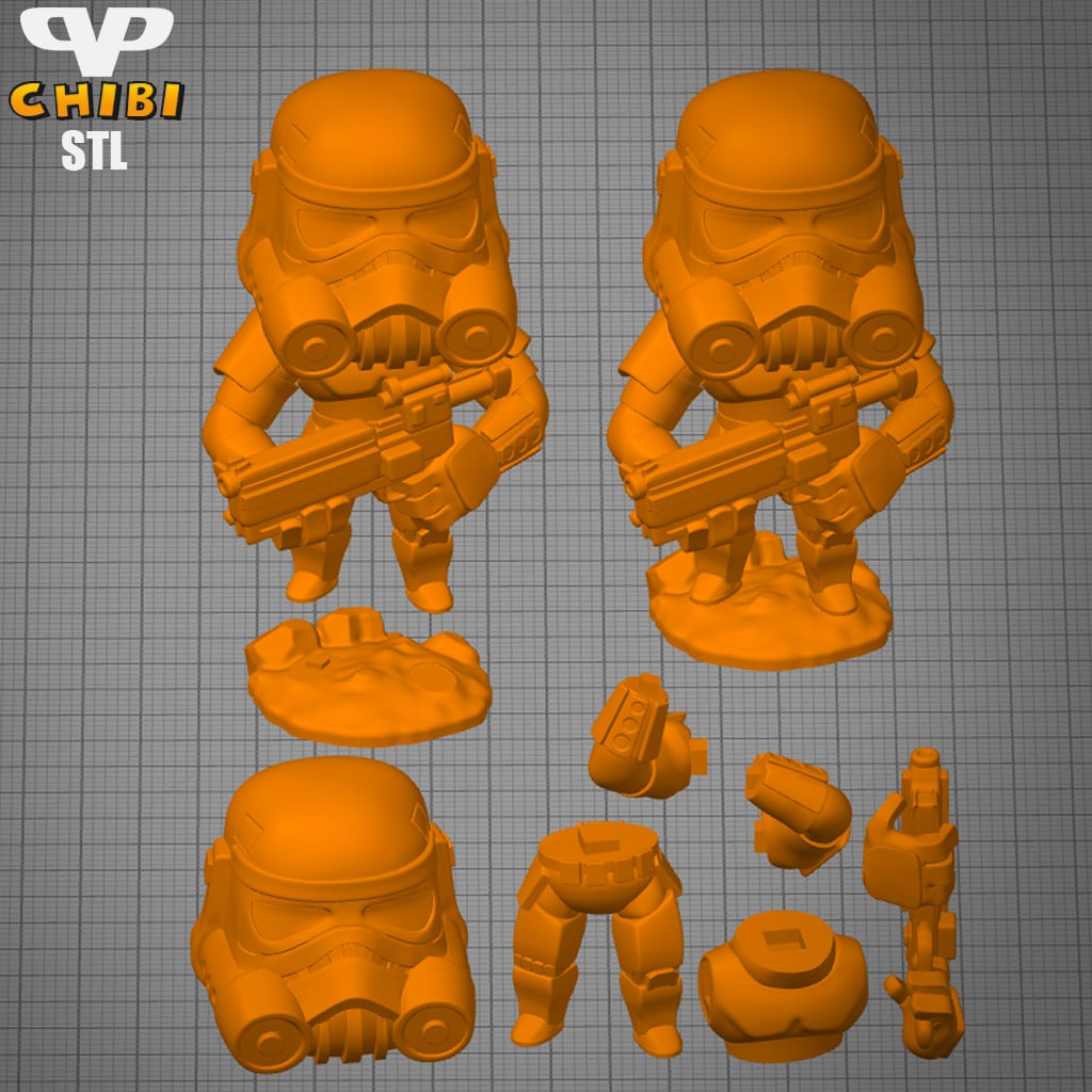 Stormtrooper Chibi STL for 3D Printing ChibiSTL 3DXM 3d model