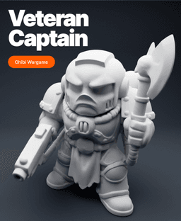 Veteran Captain – Chibi Wargame Mech Miniature 3d model