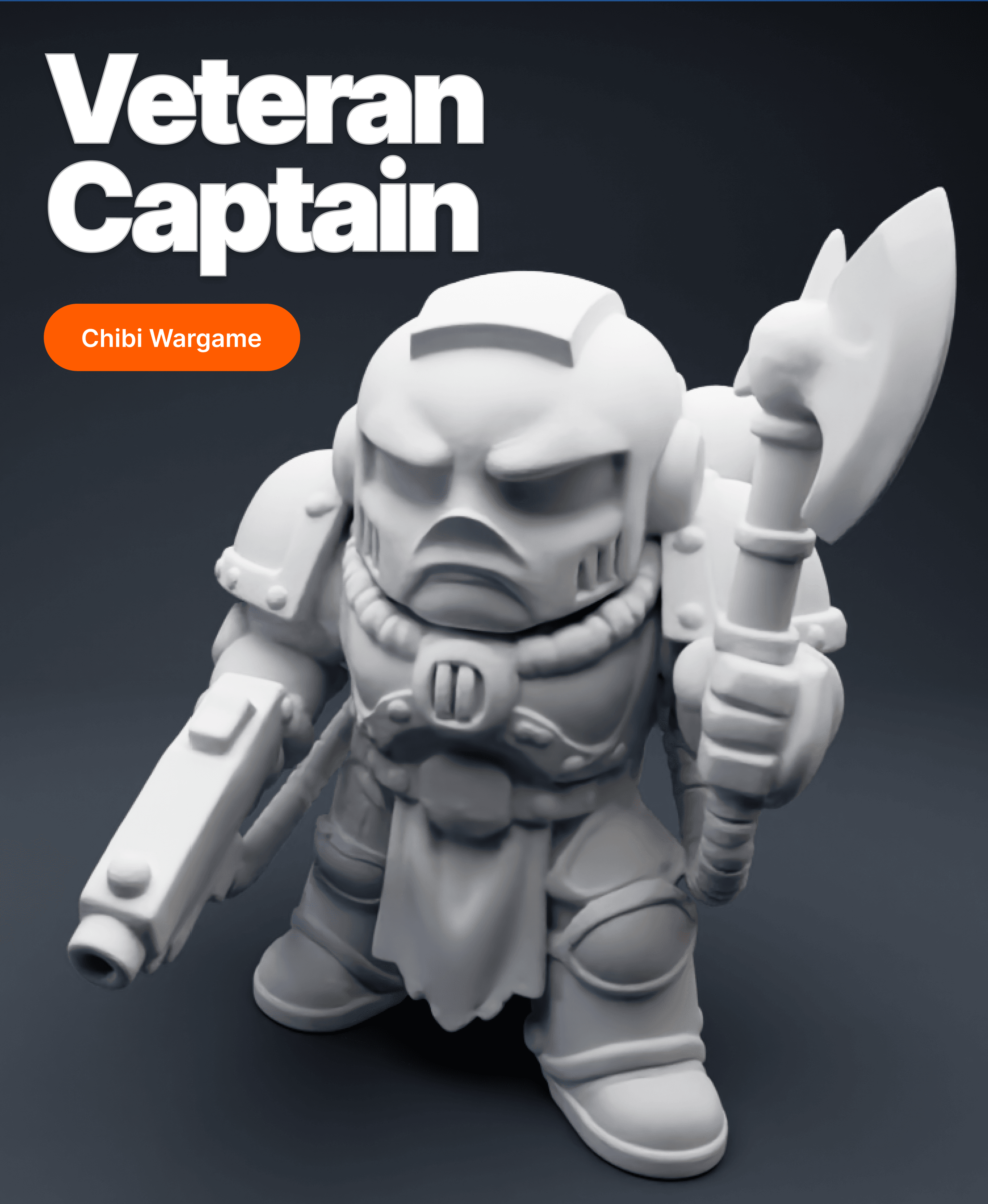 Veteran Captain – Chibi Wargame Mech Miniature 3d model