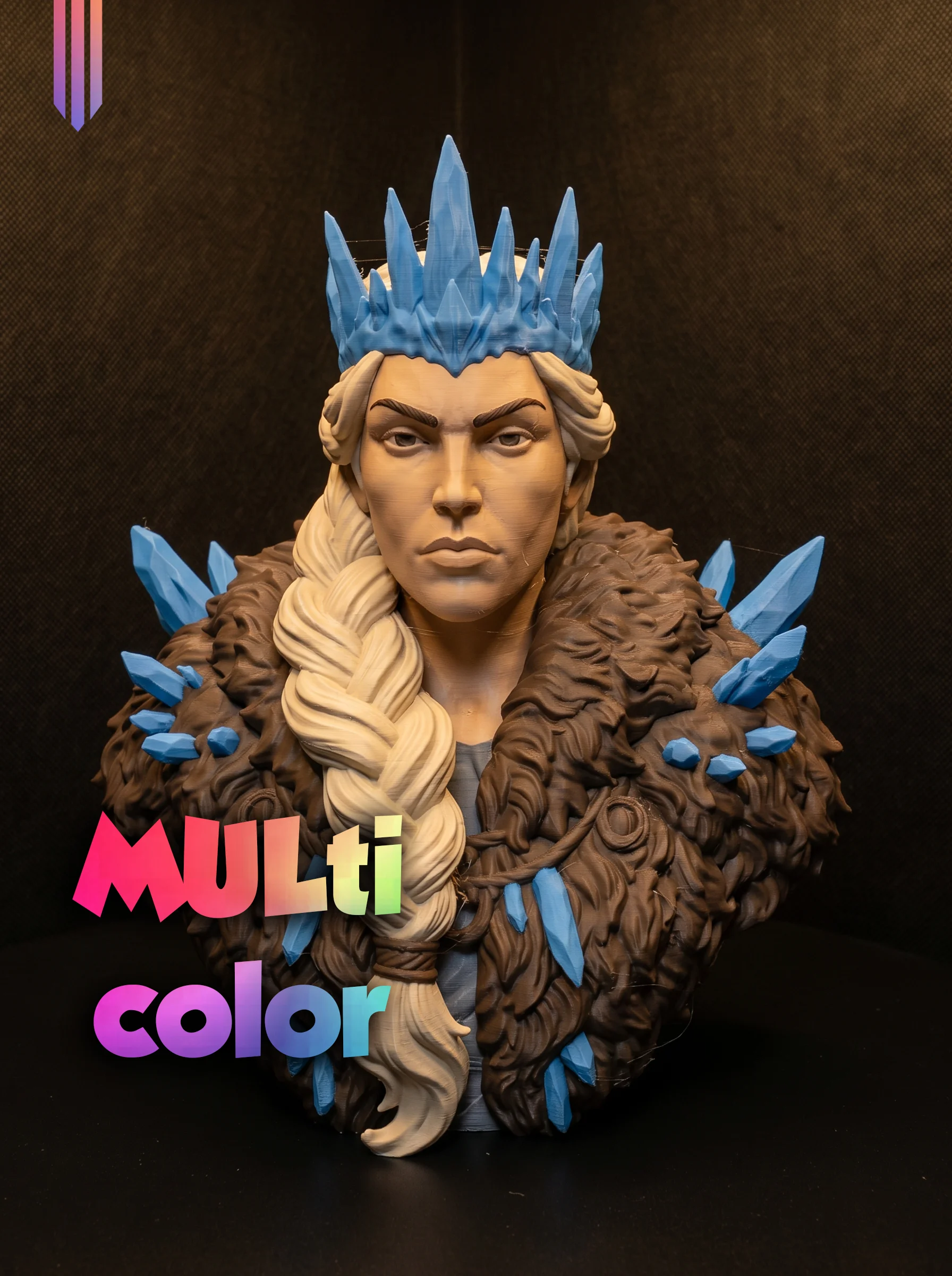 Ice Queen Bust 3MF | Fantasy Multi-Color | Crystal Crown 3d model