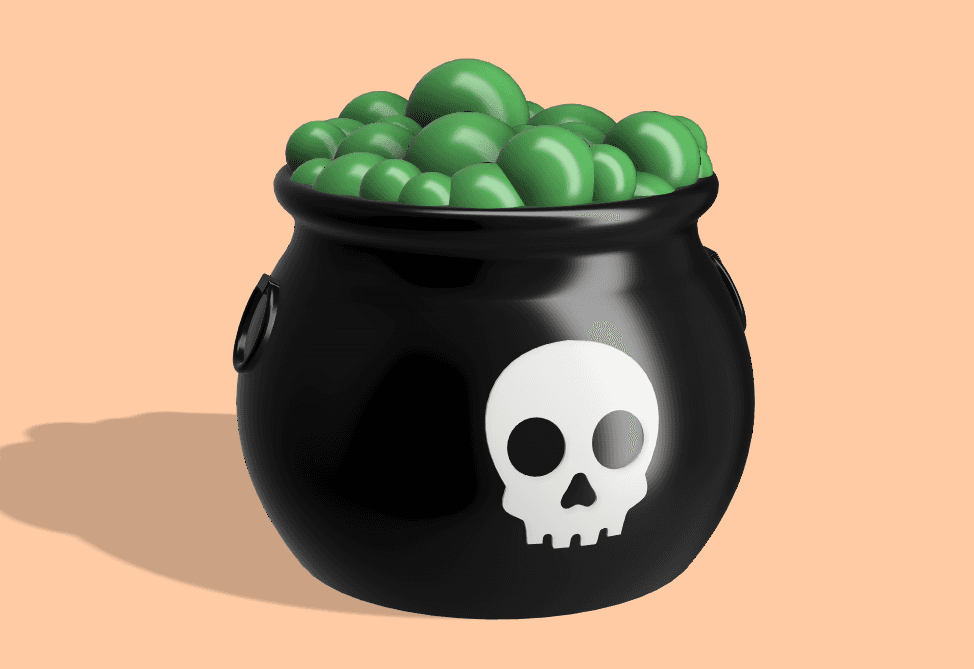Skull Cauldron (Bubbles Lid) 3d model