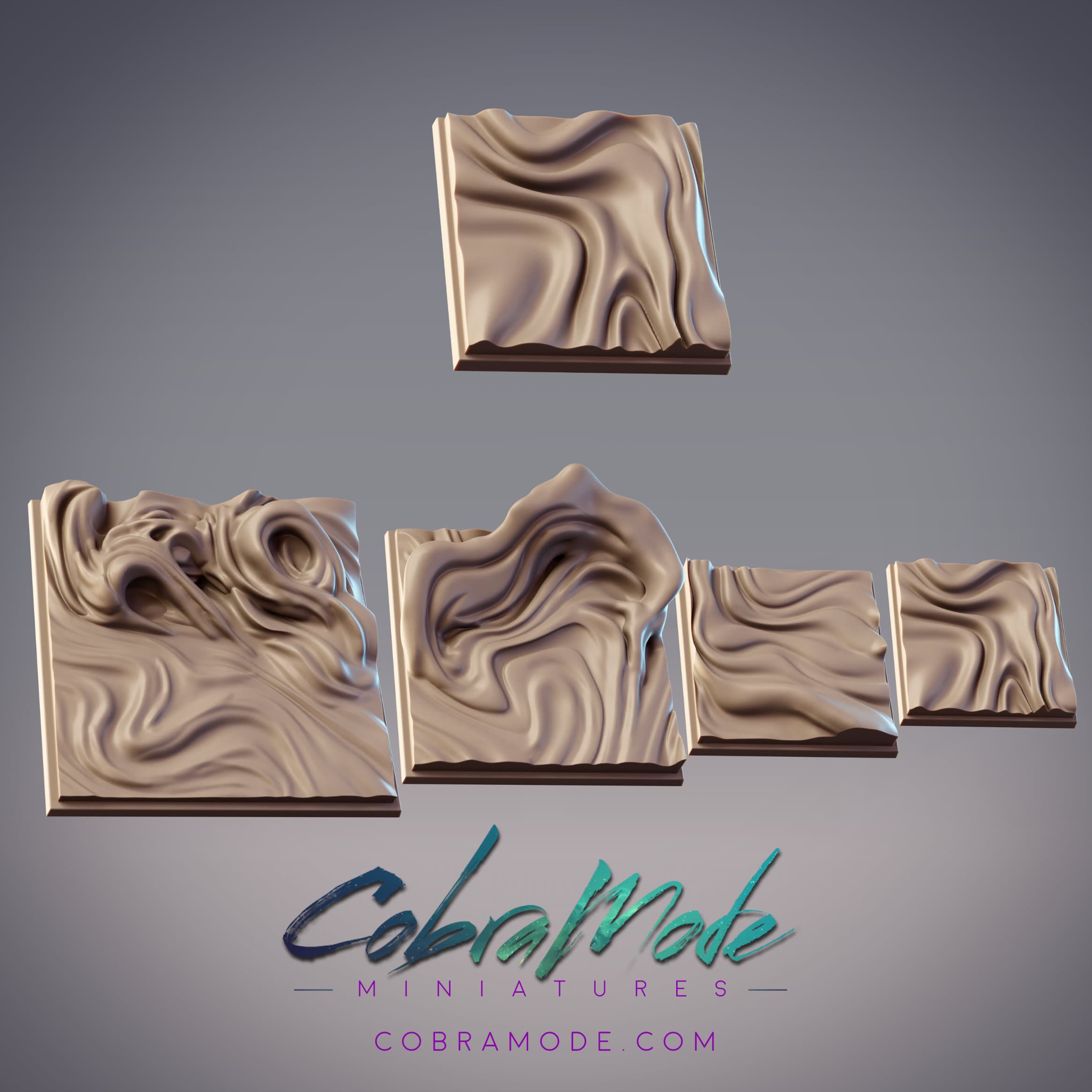 Wind Sculpted Stone Square Base Pack (4pcs) 3d model