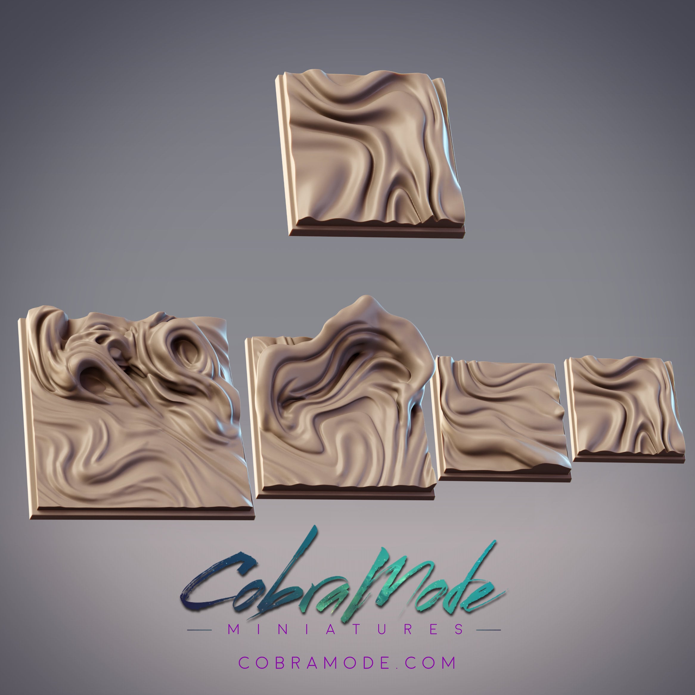 Wind Sculpted Stone Square Base Pack (4pcs) 3d model